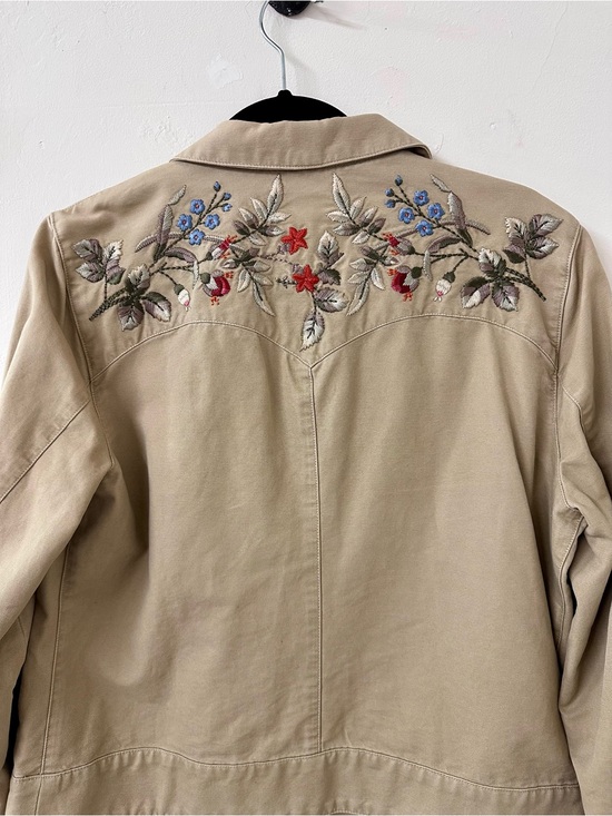 Ralph Lauren Jackets & Blazers - Ralph Lauren Tan Embroidered Floral Jean Jacket